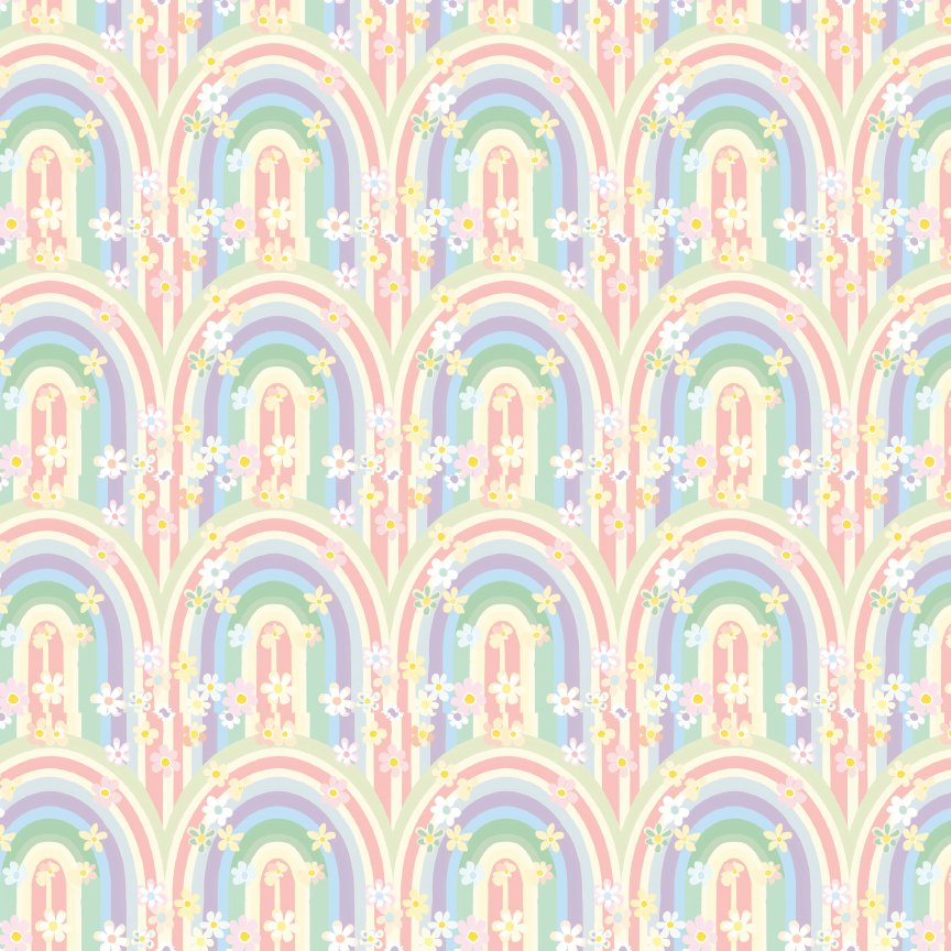 Pastel Spring Rainbows & Daisies Pattern Acrylic Sheets - CMB Pattern Acrylic